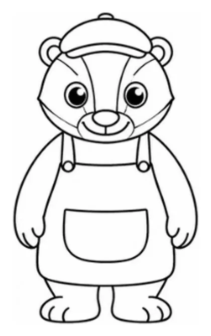 Barnaby the badger, line drawing