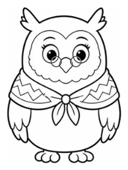 Grandma Hoot the owl, line drawing
