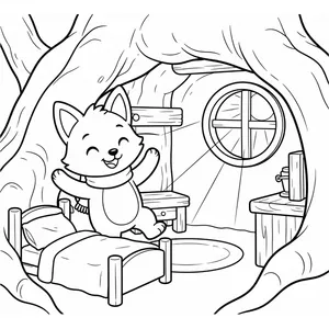 Colouring page: Pip's birthday morning