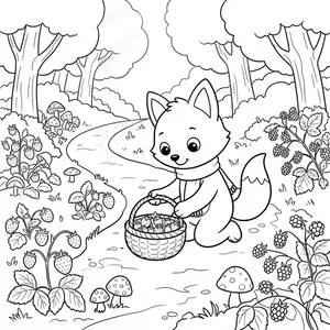 Colouring page: Strawberries on the bramble path
